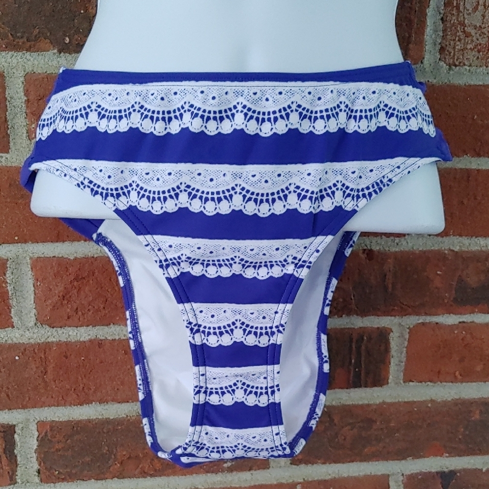 Venus Blue and White  Bikini Bottom Size 12